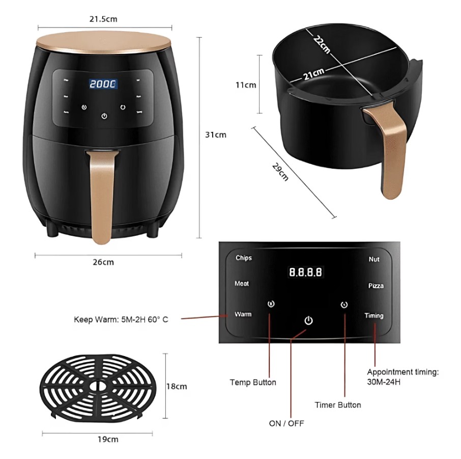 Вкусен ручек подготвен без масло со дигиталниот Air Fryer